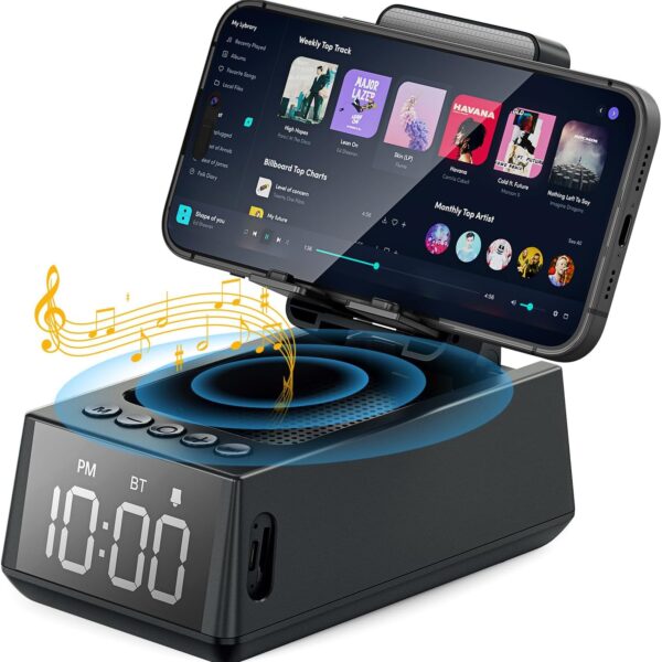 3 In 1 Wireless Bluetooth Speaker With Alarm Clock & Phone Holder